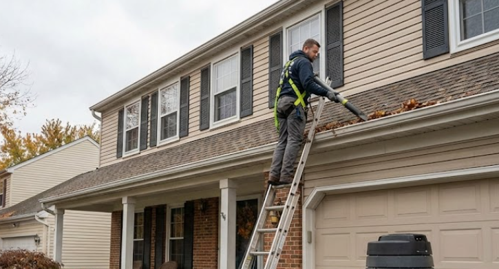 Gutter cleaning man